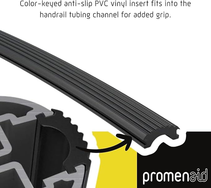 Promenaid 18ft Flush Handrail Kit - Architectural Bronze - Complete Indoor/Outdoor Handrail for Stairs - 1.6" Round Anodized Aluminum Railing - 6 Bronze Painted Wall Brackets & Flush Endcaps