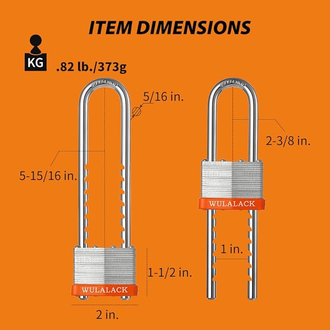 2" Long Shackle Cabinet Lock，12 Pack Laminated Padlocks with Extra Long Extended Adjustable Shackle