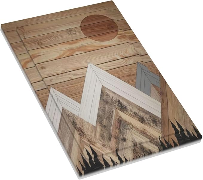 Wooden Planks Mosaic Snow Mountain Sun Light Switch Cover Plate 1 Gang No Device Blank Electrical Wall Plates Faceplate Decorative Switch Plate for Farmhouse Home Decor
