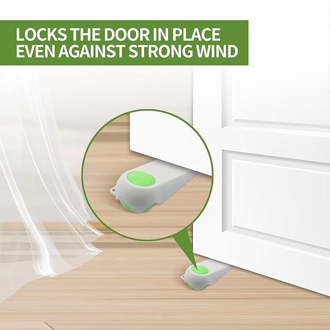 Door Stoppers for Bottom of Door, Rubber Door Stopper Wedges, Door Holders for All Types of Surfaces, 4 Pack Magic Ball Door Stops, 3.9 inch, Beige and Green