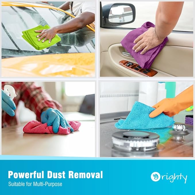 Orighty Microfiber Cleaning Cloth Pack of 60, Microfiber Towels for Cars, Highly Absorbent Car Cleaning Supplies, Lint Free Cloths Clean Rags for Car Care, House, Kitchen, 12x12 inch