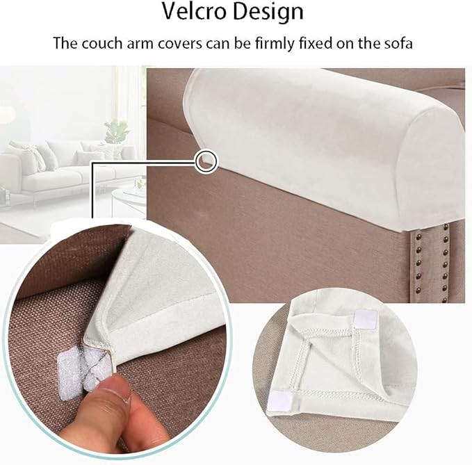 Soft Sofa Armrest Covers - Skin-Friendly Stretch Polyester, Comfortable Scratch Resistant for Square/Curved/Reclining Armrests, One Pair - Wine Red