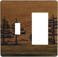 Decorative Outlet Covers Rustic Farmhouse Brown Board Pine Tree Wood Grain 2-Gang Combo Light Switch Cover Plate Single Toggle/Rocker Wall Plate Plug Switch Plate Covers for Bathroom Decor