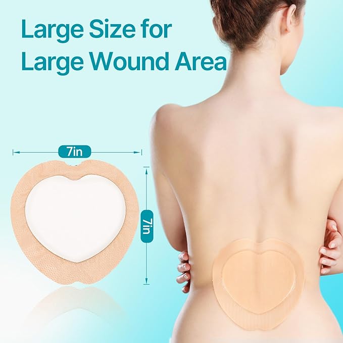 Dimora Sacrum Foam Wound Dressing (20 Packs)- Silicone Foam Bandages Adhesive Border 7"x7", Absorbent Sacral Pads Waterproof Breathable Bed Sore Pressure Dressing