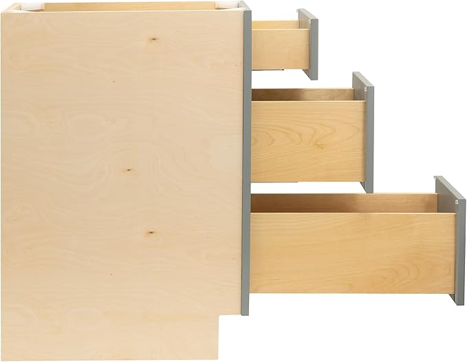 Quicklock RTA (Ready-to-Assemble) | Base Kitchen Cabinets - Shaker Style | Made in America (Magnetic Gray, 30" W x 34.5" H x 24" D 3 Drawer Pots and Pans)