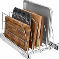HOLDN’ STORAGE Pull Out Organizer for Bakeware, Cutting Board and Trays, Adjustable Dividers - Heavy Duty, Lifetime Limited Warranty - For Narrow Cabinet Spaces, 14.5”W x 21”D x 11”H, Chrome