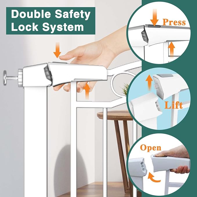 Fairy Baby 62.6"-65.3" Extra Wide Press Mounted Baby Gate Indoor for Kids Or Pets Walk Thru No Drill Long Dog Gates for The House Doorway Child Safety Gate