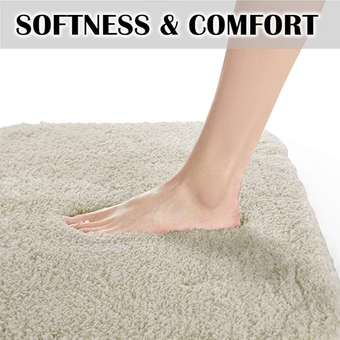 Suchtale Large Bathroom Rug Extra Soft and Absorbent Shaggy Bathroom Mat (24 x 40, Light Tan) Machine Washable Microfiber Bath Mat for Bathroom, Non Slip Bath Mat, Bathroom Floor Mats Rubber Back