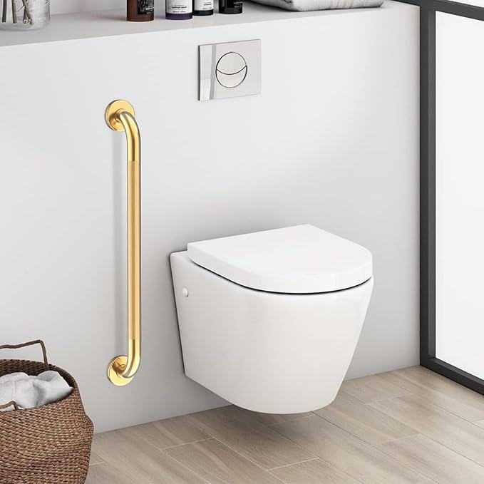 32 Inch Anti Slip Shower Grab Gold, Munzong Bathroom Grab Bar, Knurled Bathroom Balance Bar,Safety Hand Rail Support Handicap Elderly Injury Senior Assist Bath Handle