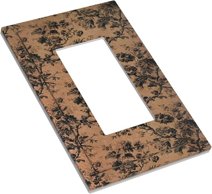 Decorative Outlet Covers Vintage Floral Botanical Brown Background 1 Gang Rocker Light Switch Cover Plate Single Gfci Light Switch Covers Wall Plate for Bathroom Bedroom Decor