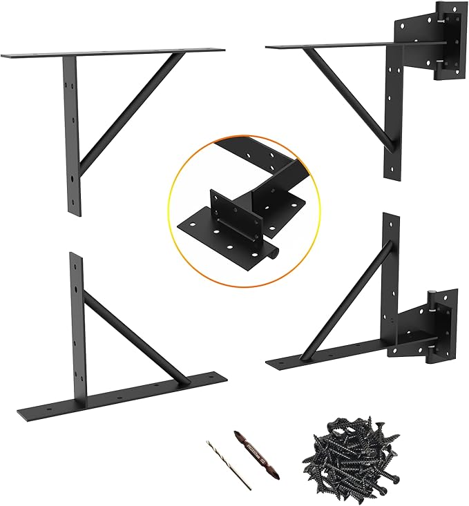 Gate Corner Brace Bracket Heavy Duty Adjustable No Sag Kit Durable Solid Iron for Shed Doors,Driveway Gates,Corral Gates,Wood Windows,Gate Frame Kit,Gate Hardware