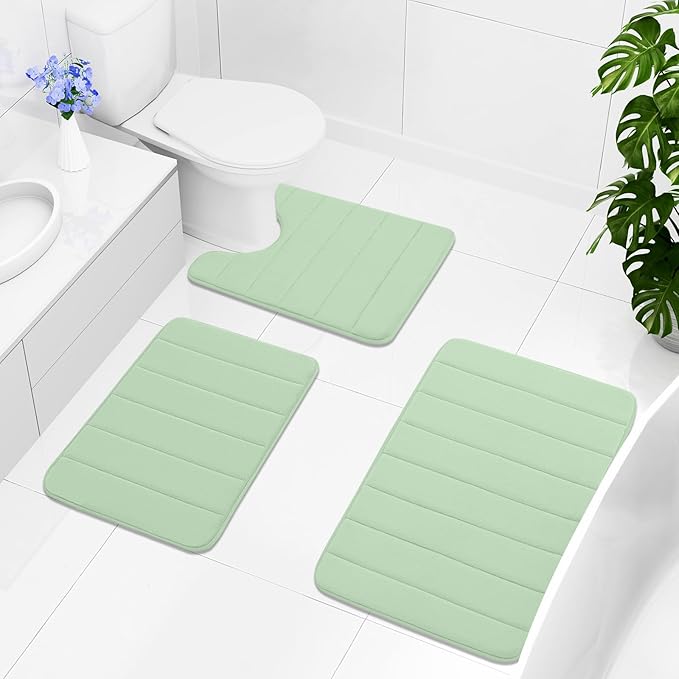 Buganda Memory Foam Bath Mat, 59" x 34", Ultra Soft and Non-Slip Bathroom Rugs, Water Absorbent and Machine Washable Bath Rug Runner for Bathroom, Shower, and Tub, Sage Green