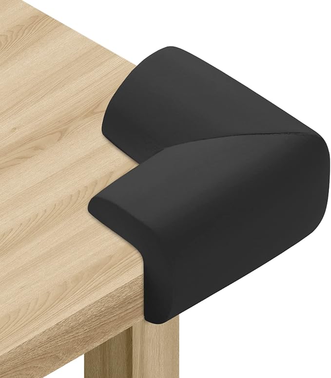 8 Pack Soft Sponge Table Corners, Corner Protector Baby, Baby Proofing Corner Guards, Pre-Taped Furniture Corner Protectors, Child Safety Furniture Bumper, Corner Protectors for furniturey, Black