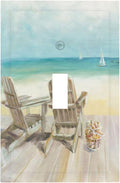 Light Switch Cover Beach Beach Chair Seascape Blue Ocean 1 Gang Wall Plate Cover Modern Coastal Single Toggle Outlet Covers Decorative Switchplate Electrical Faceplate for Bathroom Bedroom Dec