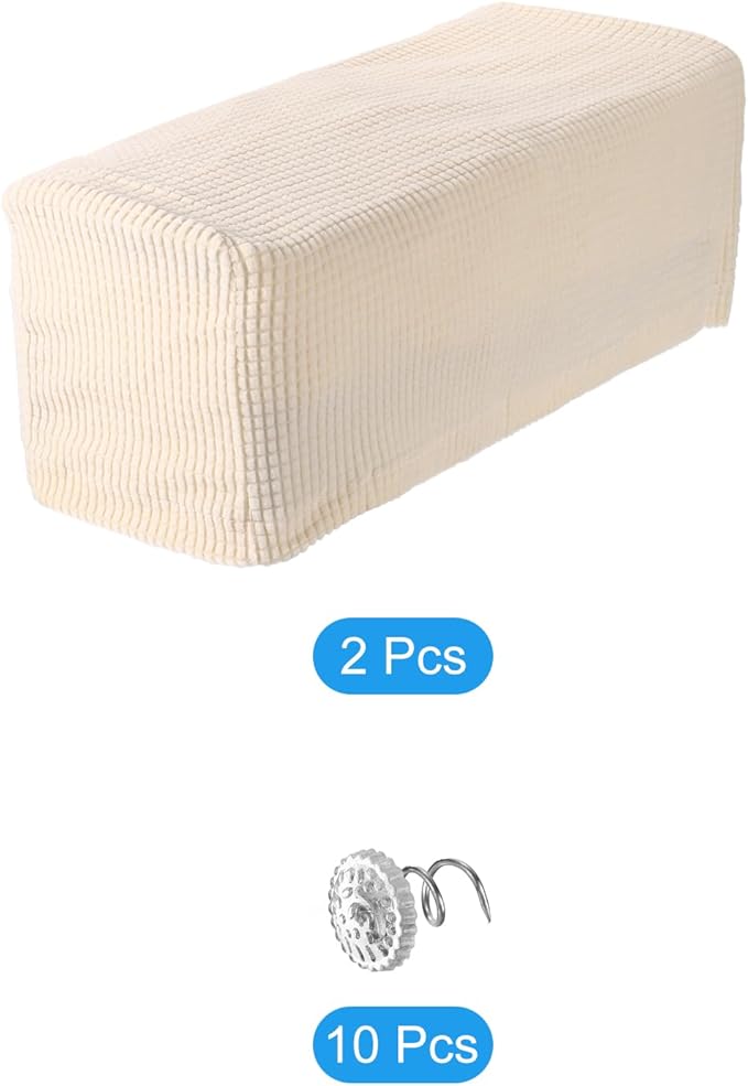uxcell 2pcs Stretch Armrest Covers for Chairs/Sofas, Couch Arm Covers with Twist Pin, Furniture Protector Slipcover for Sofa Chair Cream White