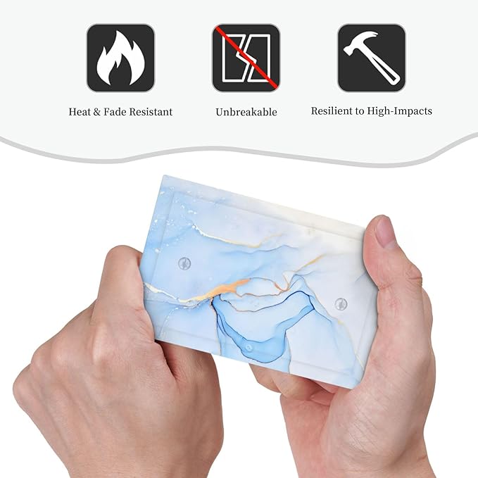 Modern Art Blue Gold Marble Abstract Luxury Print Light Switch Cover Plate 1 Gang No Device Blank Electrical Wall Plates Faceplate Decorative Switch Plate Covers for Bathroom Living Room Decor