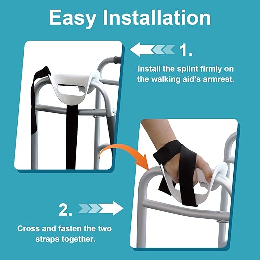 Right Walker Hand Support with Dual Anti-Slip Straps – Comfortable Splint for Elderly & Limited Hand Mobility Users, Easy to Use at Home/Outdoor
