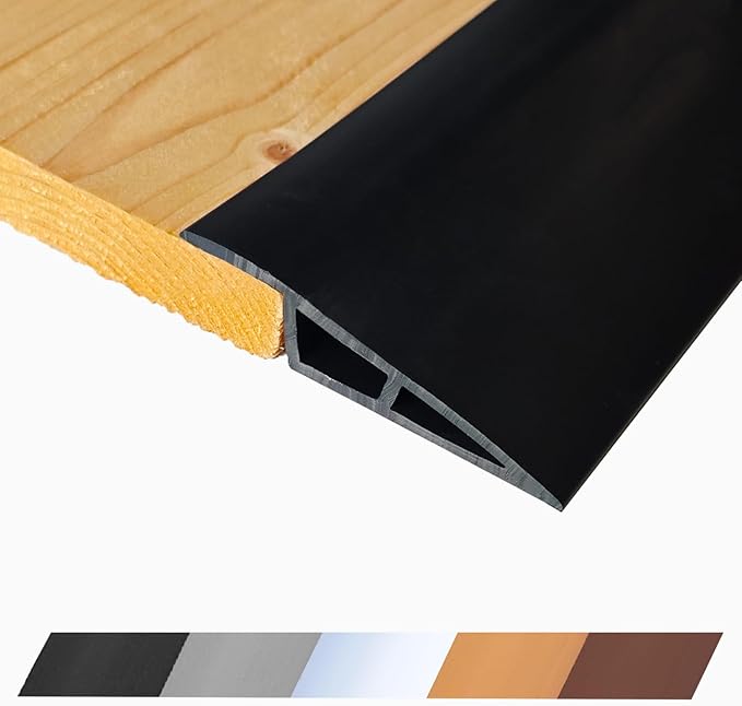1/2" to 3/5" Height Threshold Ramp - Rubber Threshold, Floor Transition Strip, Wheelchair Ramp, Door Strip, Carpet to Tile Strip (Black, 80 inches)
