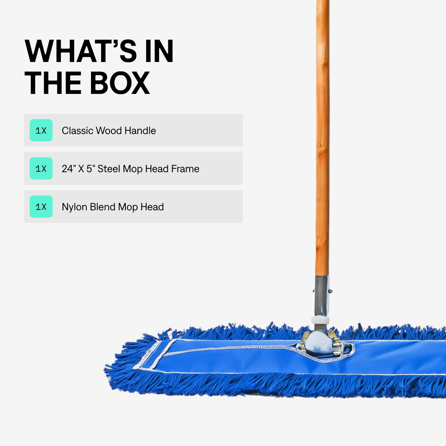 24 Inch Blue Commercial Dust Mop & Floor Sweeper with Extendable Handle – Mop for Hardwood, Tile, and Concrete Floor Cleaning