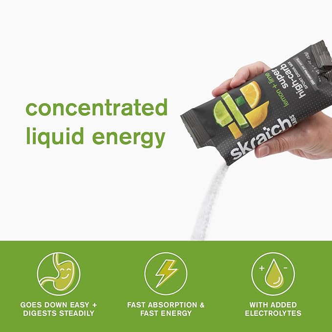 Skratch Labs Super High-Carb Drink Mix Packets - Carbohydrate Powder - Cluster Dextrin and Electrolytes - Endurance Energy- Energy Gel Alternative - Lemon/Lime - 8 Single Serving Packets - Non-GMO