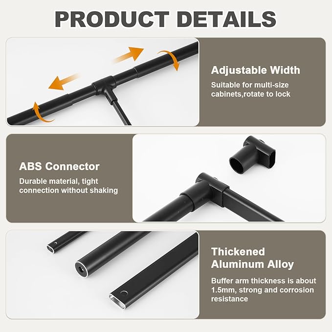 YJINGRUI Pull Down Closet Rod, 120° Pull-down Wardrobe Hanger with Lift Damping System, 55lb Adjustable Clothing Rack for Cloakroom/Bedroom/Balcony (33.4"-45.3")