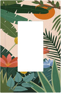 Decorative Outlet Covers Boho Tropical Plant Floral Pattern 1 Gang Single Rocker Light Switch Cover Plate Wall Plates GFCI Faceplate for Bedroom Cabin Decor