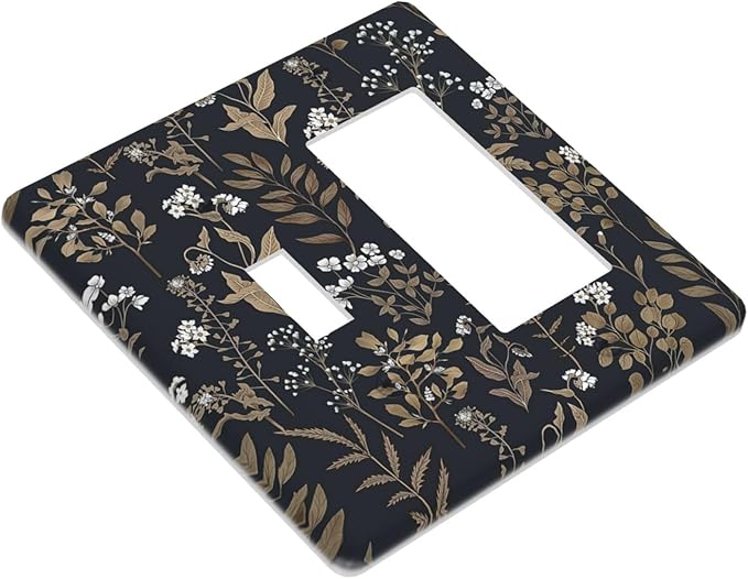 Outlet Covers Vintage Floral Wildflowers Plant 1 Toggle 1 Rocker Combination Decorative Wall Plate Electrical Switch Plates Light Switch Cover Plate for Bathroom Home Decor
