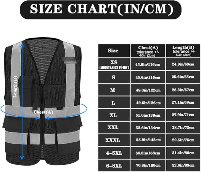 Black safety vest mesh for men small