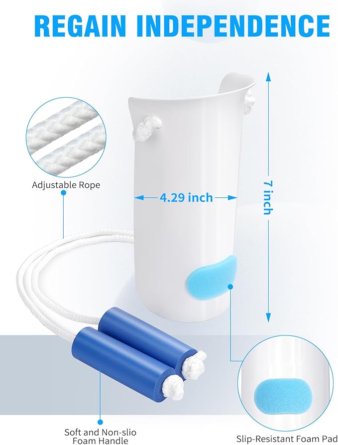 Kekoy 8 in 1 Hip Kit, Seniors Total Hip Replacement After Surgery with 36" Grabber Reacher Tool, Sock Aid Device, Leg Lifter, Long Handle Shoe Horn, Bath Sponge, Telescoping Back Scratcher(Blue)