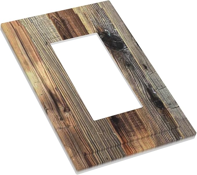 Barn Brown Wood Rustic Weathered Wood Print Decorative Outlet Covers 1 Gang Single Rocker Light Switch Cover Plate Wall Plates GFCI Faceplate for Farmhouse Home Decor