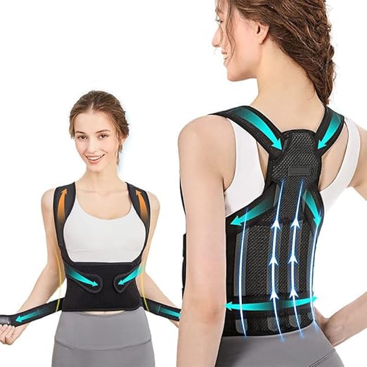 Posture Corrector Upgraded Back Brace for Women and Men, Adjustable Full Back Support, Shoulder Straightener for Hunchback, Scoliosis, Lumbar, Spine, Black (Small)