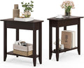 Giantex Wedge End Table Set of 2, Triangle Side Table with Storage Shelf and Solid Wood Legs, Recliner Table, 24.5" Tall Nightstand, Modern Narrow Accent Table for Small Space Living Room, Espresso