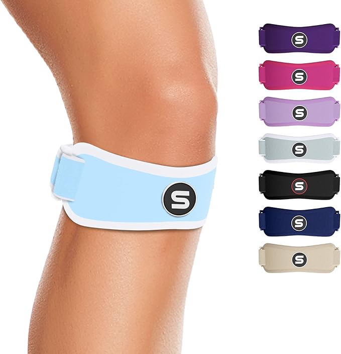 Sleeve Stars Swedish Brand Patellar Tendon Support Strap for Women & Men Effective Osgood Schlatter Knee Brace Youth & Kids Knee Brace with 3 Adjustable Length fits 12"-24" (Single/Light Blue/Adult)