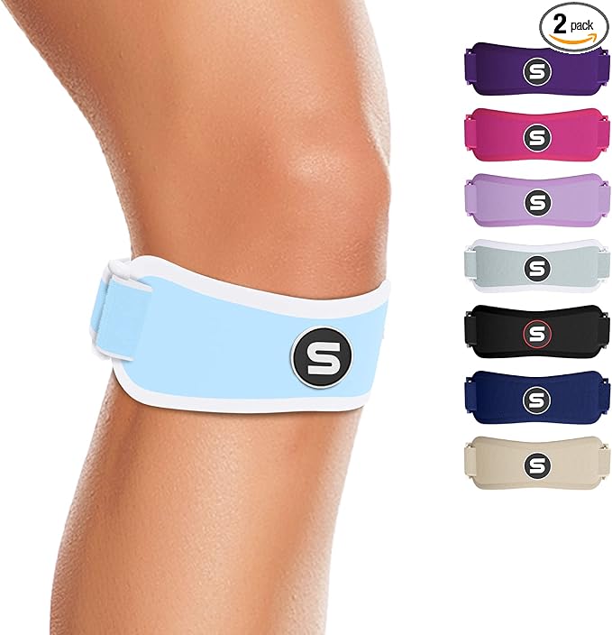 Sleeve Stars Swedish Brand Patellar Tendon Support Strap for Women & Men Effective Osgood Schlatter Knee Brace Youth & Kids Knee Brace with 3 Adjustable Length fits 12"-24" (Pair/Light Blue/Adult)