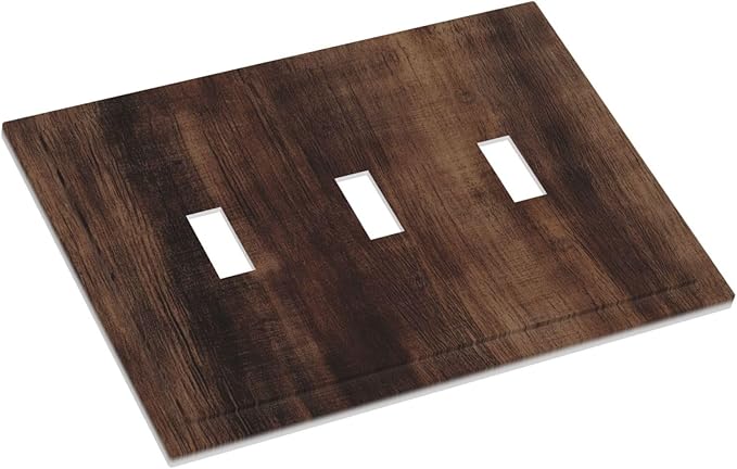 Decorative Switch Plate Covers Rustic Farmhouse Brown Wood Barn Door 3 Gang Light Switch Cover Plate Triple Toggle Wall Plate Light Switch Covers for Bathroom Decor