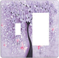 Light Switch Cover 3D Purple Tree 2 Gang Toggle Rocker Combo Wall Plates Decorative Switch Plates and Outlet Covers Receptacle Cover for Bathroom Bedroom Decor