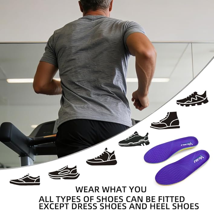 VALSOLE Heavy Duty Support Pain Relief Orthotics - 220+ lbs Plantar Fasciitis High Arch Support Insoles for Men Women, Flat Feet Orthotic Insert, Work Boot Shoe Insole, Absorb Shock with Every Step