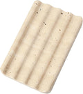 Koville Natural Travertine Soap Dish for Bathroom Shower, Marble Soap Tray Travertine Dish for Bathroom, Stone Soap Tray for Sink, Stripe Grooves Soap Saver Keep Soap Bars Dry Easy Clean