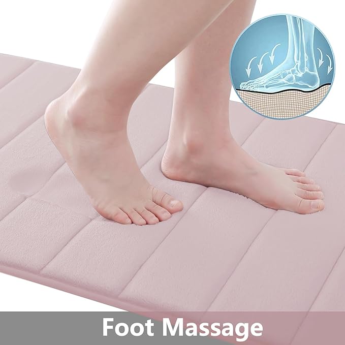 Buganda Memory Foam Bath Mat, 70" x 24", Ultra Soft and Non-Slip Bathroom Rugs, Water Absorbent and Machine Washable Bath Rug Runner for Bathroom, Shower, and Tub, Peach