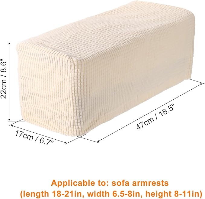 uxcell 2pcs Stretch Armrest Covers for Chairs/Sofas, Couch Arm Covers with Twist Pin, Furniture Protector Slipcover for Sofa Chair Cream White