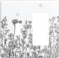 Outlet Covers Floral Wildflower Rustic Plant Leaves 1 Toggle 1 Rocker Combination Decorative Wall Plate Electrical Switch Plates Light Switch Cover Plate For Farmhouse Cabin Decor