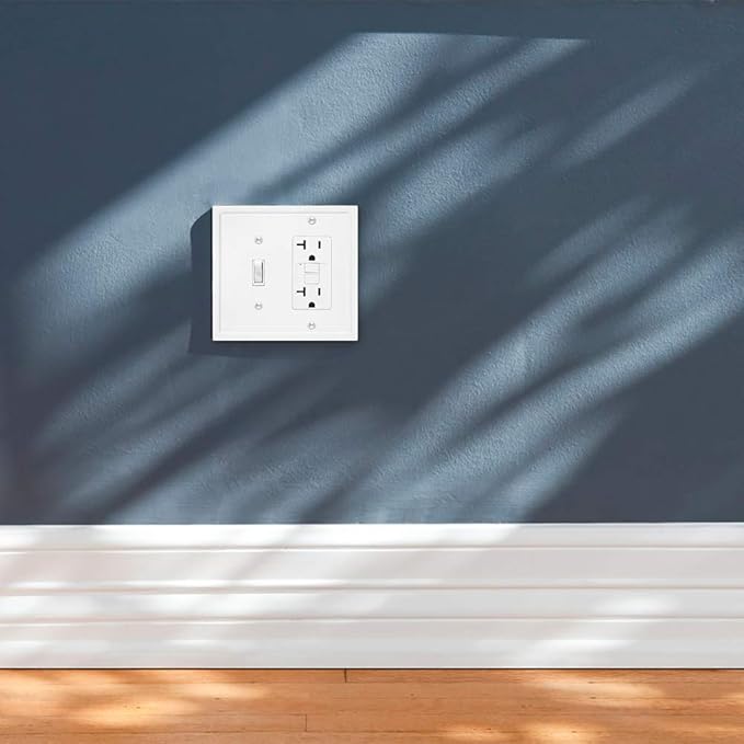 Henne Bery Modern Edge Decorative Wall Plate Switch Plate Outlet Cover, Durable Solid Zinc Alloy (Toggle/Decorator, White)