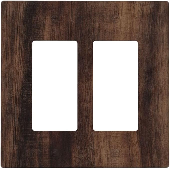 Decorative Outlet Covers Rustic Farmhouse Brown Wood Barn Door 2 Gang Light Switch Cover Plate Double Rocker Wall Plate Gfci Switch Plate Covers for Bathroom Decor