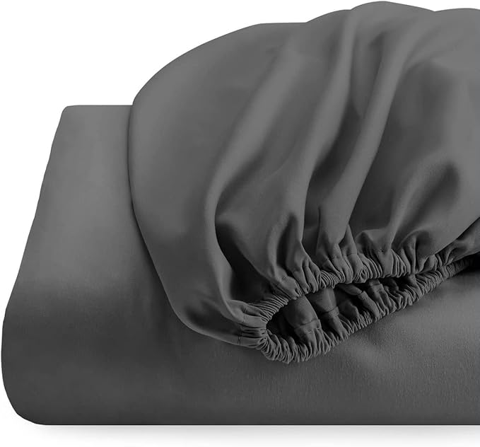 Top Split King Fitted Sheet Only for Adjustable beds, Split Down 28 inches from The Top, 600 Thread Count 100% Cotton Half Split Flex Head Fitted Sheet for Sleep Number Beds, Dark Grey