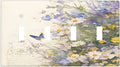 Decorative Switch Plate Covers Purple Flower Butterfly Yellow Daisy 4 Gang Light Switch Cover Plate Quad Toggle Wall Plate Light Switch Covers for Bathroom Decor