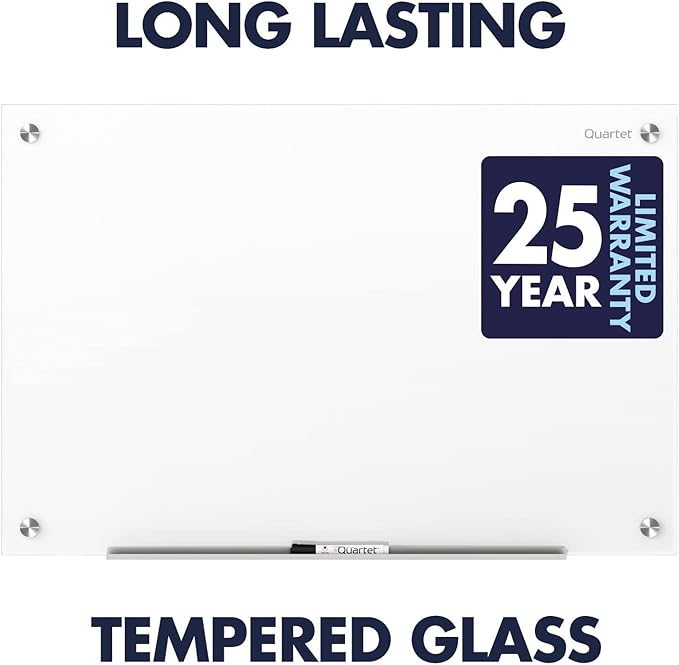 Quartet Dry Erase Board, Magnetic Whiteboard 24" x 18", Glass Board for Wall, Infinity, Brilliance White (G22418W)