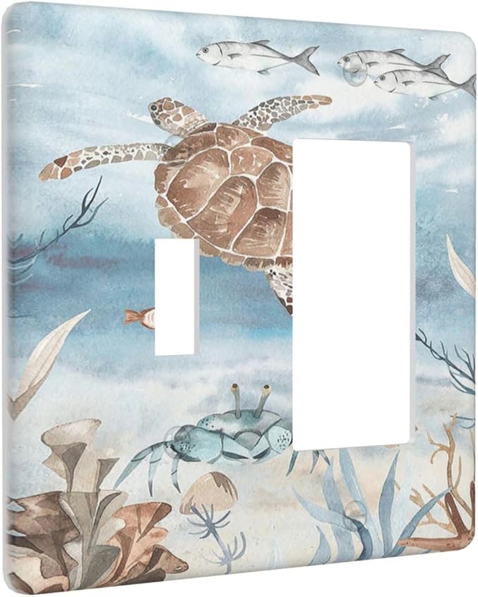 Outlet Covers Sea Turtle Coral Reef Nauticaltheme 1 Toggle 1 Rocker Combination Decorative Wall Plate Electrical Switch Plates Light Switch Cover Plate for Kids room Bathroom Decor