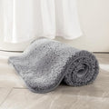 MIULEE Gray Small Bathroom Rugs Thick Shaggy Bath Rug Mats for Bathroom Non Slip Absorbent Plush Washable Carpet Living Room Bedroom Mat Floor, 16x24 inches