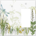 Wild Flower Dragonfly 2 Gang Blank Rocker Light Switch Cover Plates Decorative Electric Outlet Covers Decorator Wall Switch Plate Receptacle Plug Covers 4.6 * 4.5 Inches