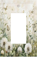Dandelions Butterflies Watercolor Wildflowers Floral Decorative Outlet Covers 1 Gang Single Rocker Light Switch Cover Plate Wall Plates GFCI Faceplate for Bedroom Living Room Decor